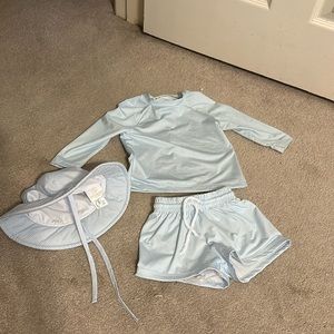 Lullaby set three piece set.  12 month boys  Swimsuit rash guard and sun hat.